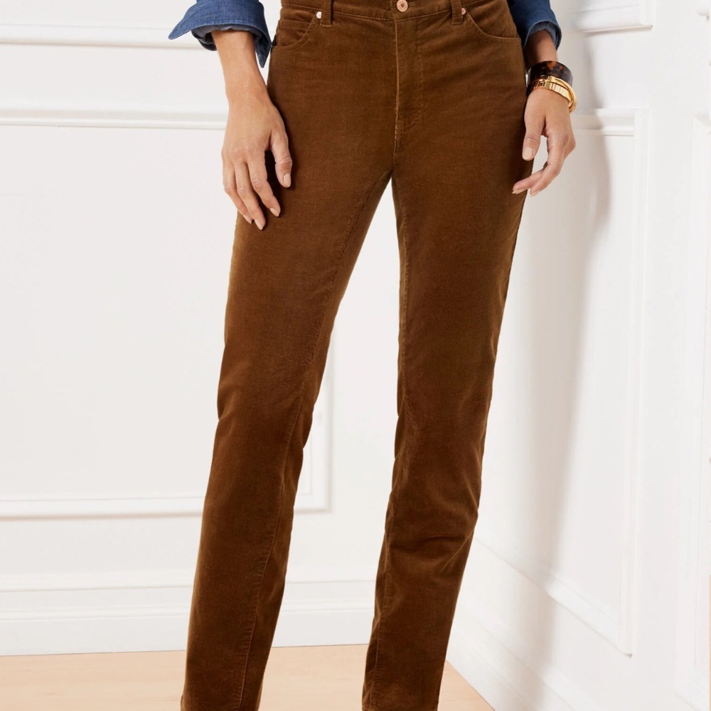 Talbots Heritage Tan Stretch Corduroy Straight Leg Pants Sz 14